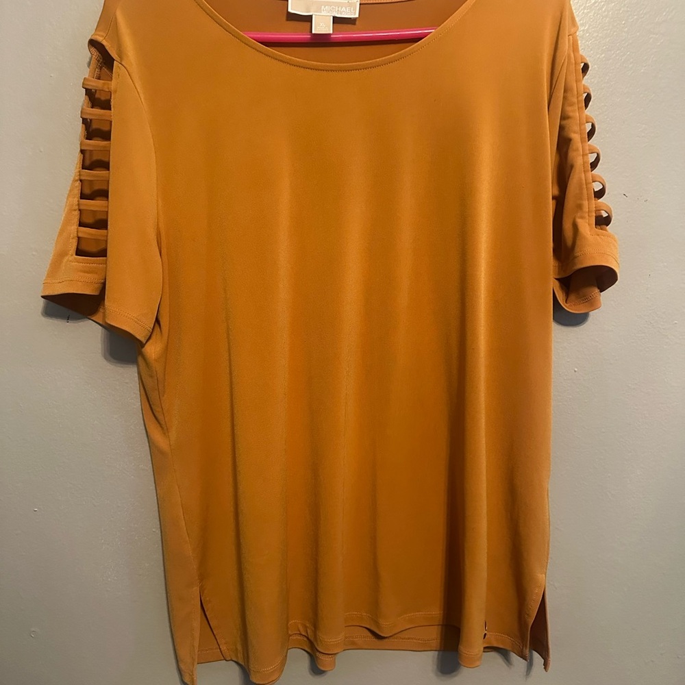 Michael Kors Yellow Short Sleeve Cut Out Tee